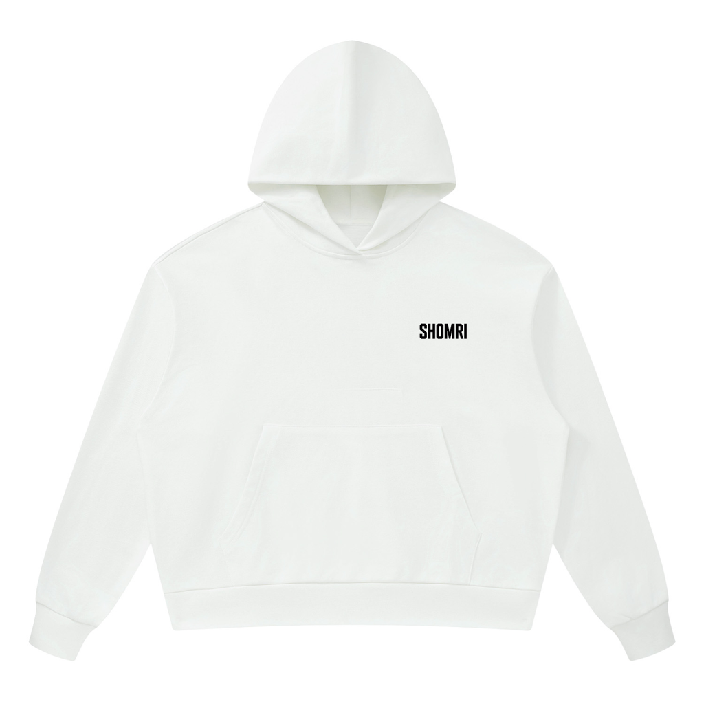 Clean front view of a Shomri cropped unisex hoodie with premium kangaroo pocket and minimal chest branding.