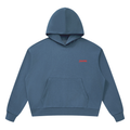 Minimalist front view of Shomri Redeemed black cropped streetwear hoodie with a small red chest logo. 4