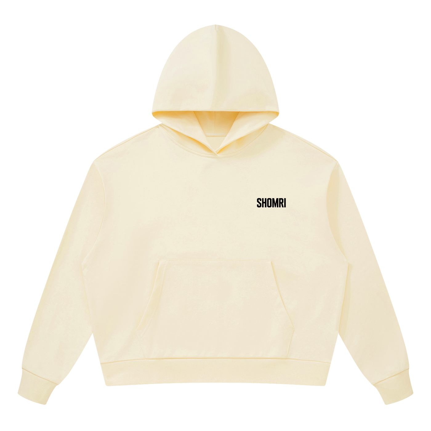 Clean front view of a Shomri cropped unisex hoodie with premium kangaroo pocket and minimal chest branding 2
