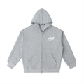 Front view of the Shomri Star Zip-Up Hoodie in grey, featuring a premium heavy-fleece boxy streetwear silhouette with a custom white star cross graphic printed on the left chest.